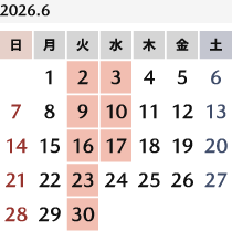 来月のカレンダー
