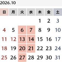 来月のカレンダー